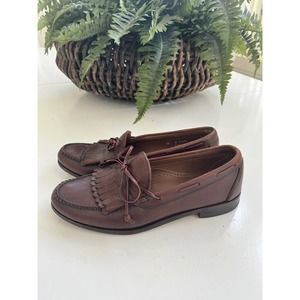 Allen Edmonds USA Alameda Brown Leather Kiltie Lace Bow tie Loafers Men 10 EUC